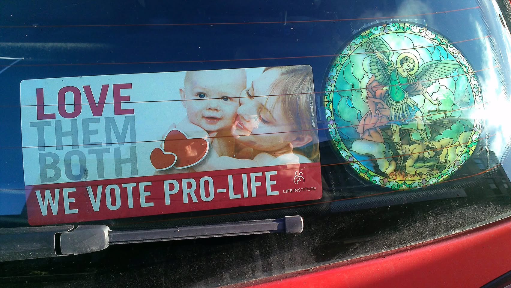 My new pro-life window sticker :) St. Michael got a new…