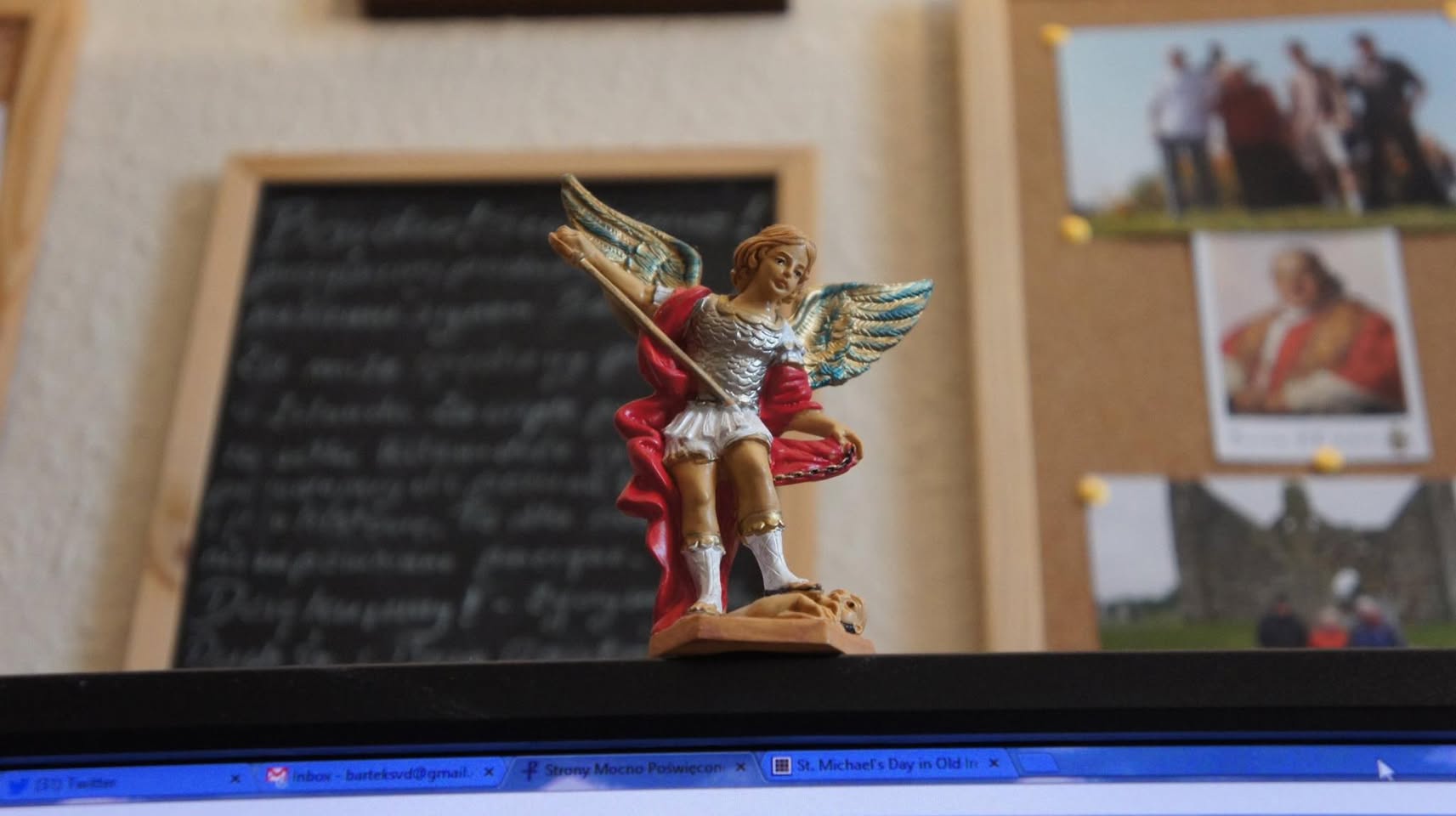 This little statue of Saint Michael, the Archangel accompanies…