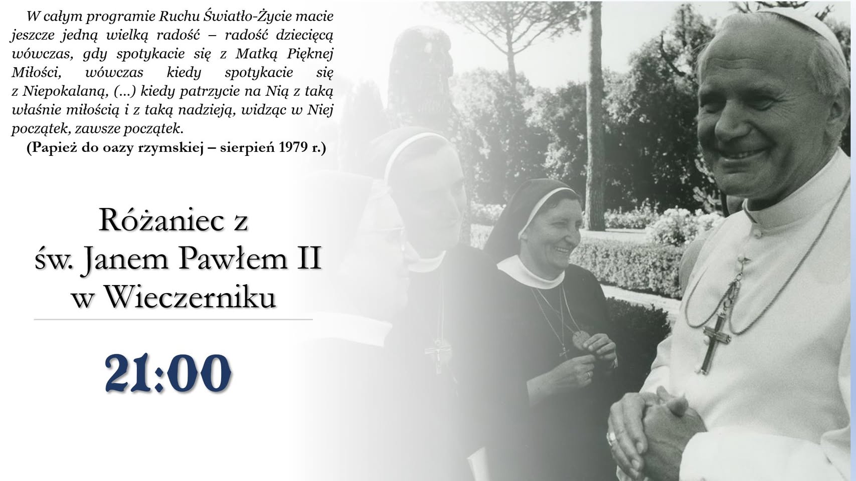 Zapraszam na różaniec dziś wieczorem. Dla chętnych po różańcu…