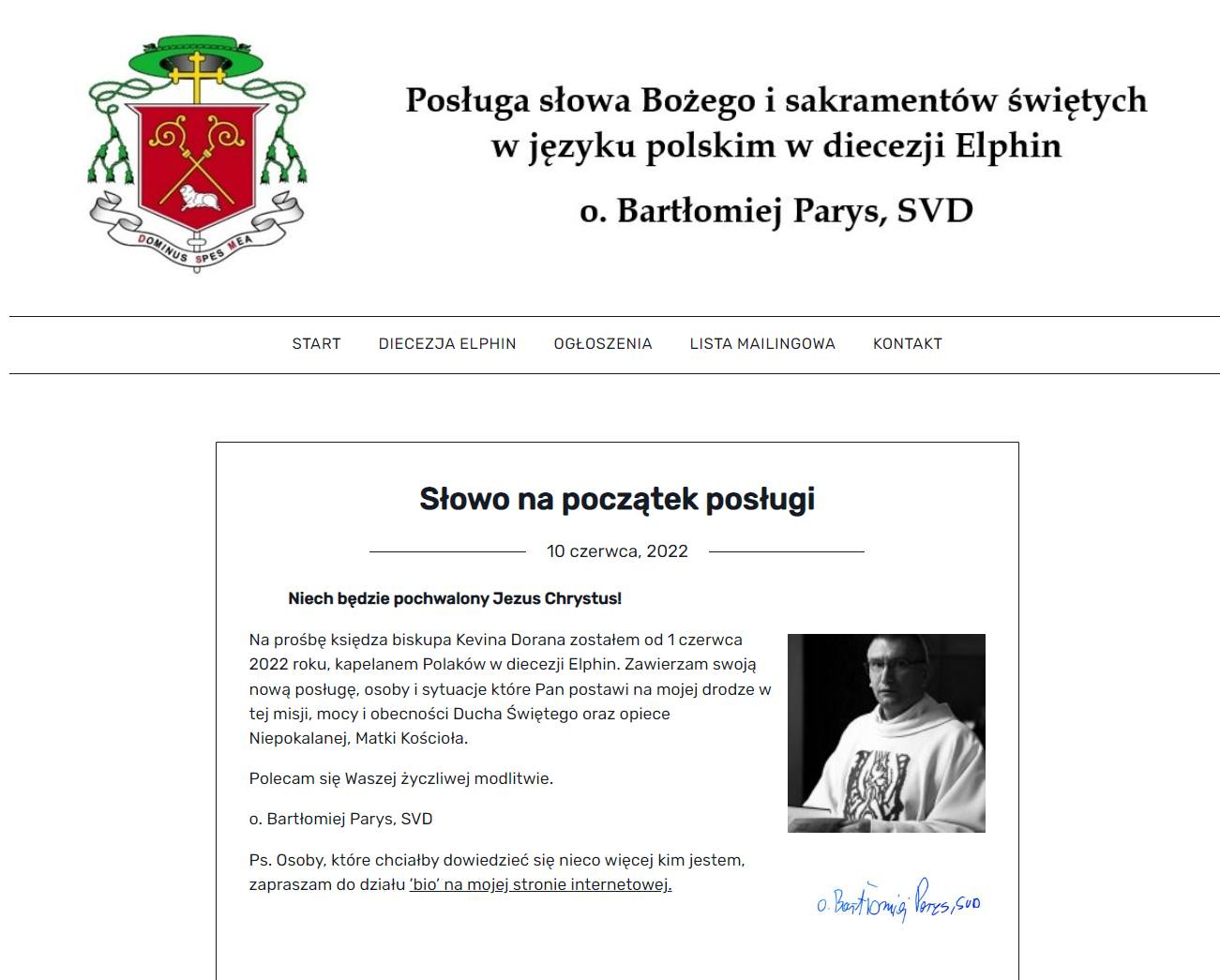 Taka sytuacja.
Niektórzy wiedzieli inni nie. Choć publiczny komunikat w tej sprawie Diocese of E