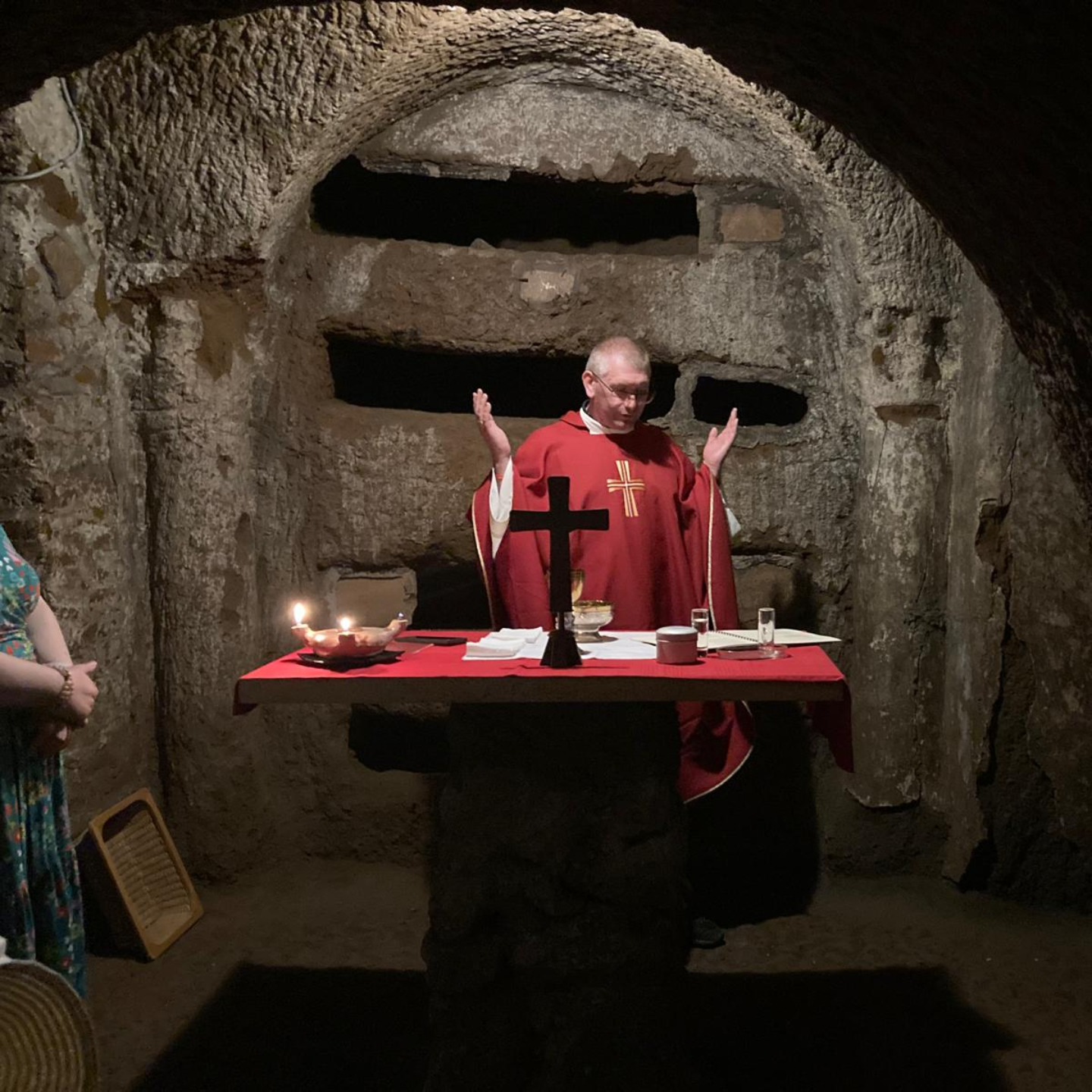 Dzisiejsza Eucharystia w katakumbach Domitilli, jak zawsze…